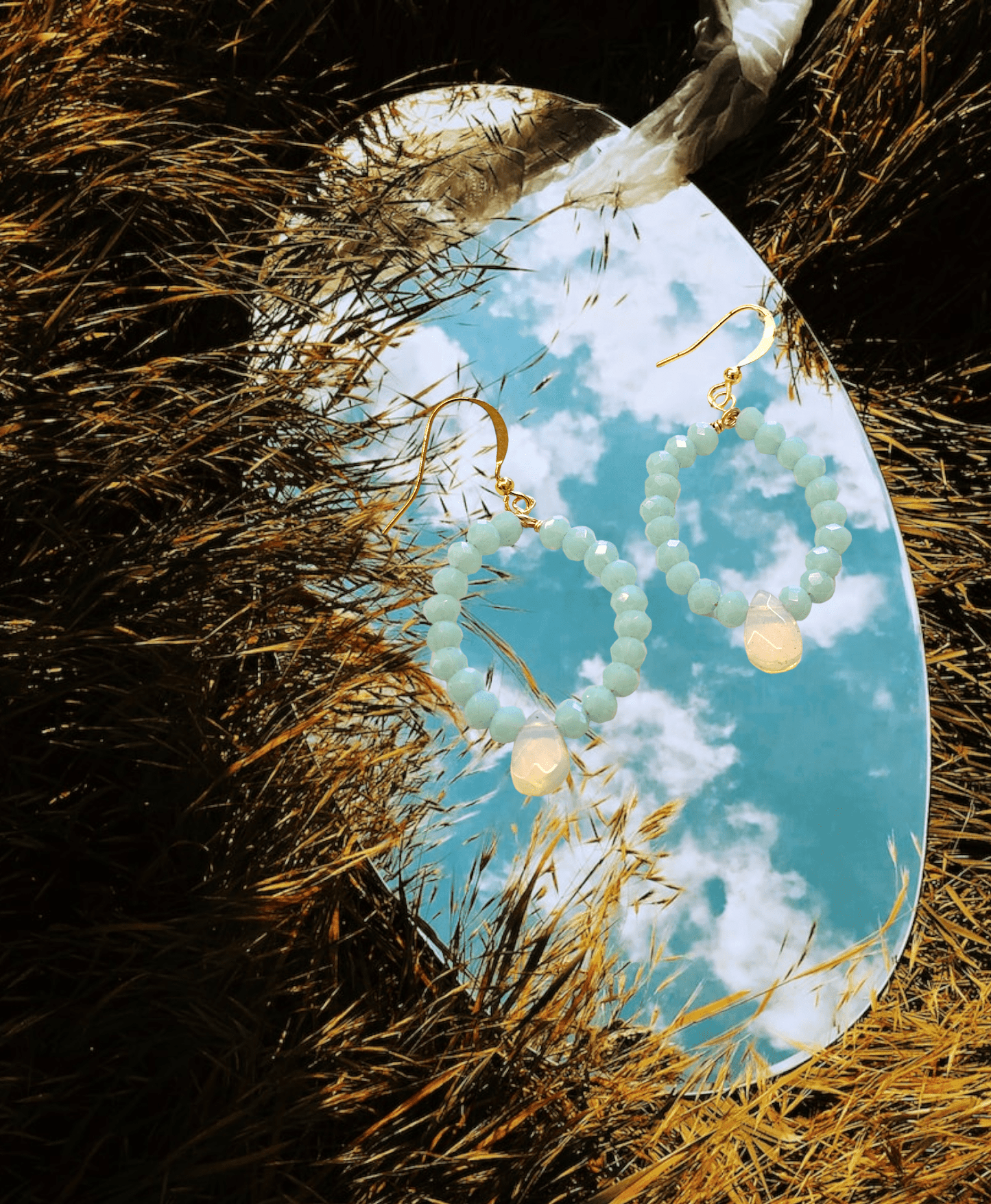 Opalite Crystal Hoop Earrings ilaments Jewelry