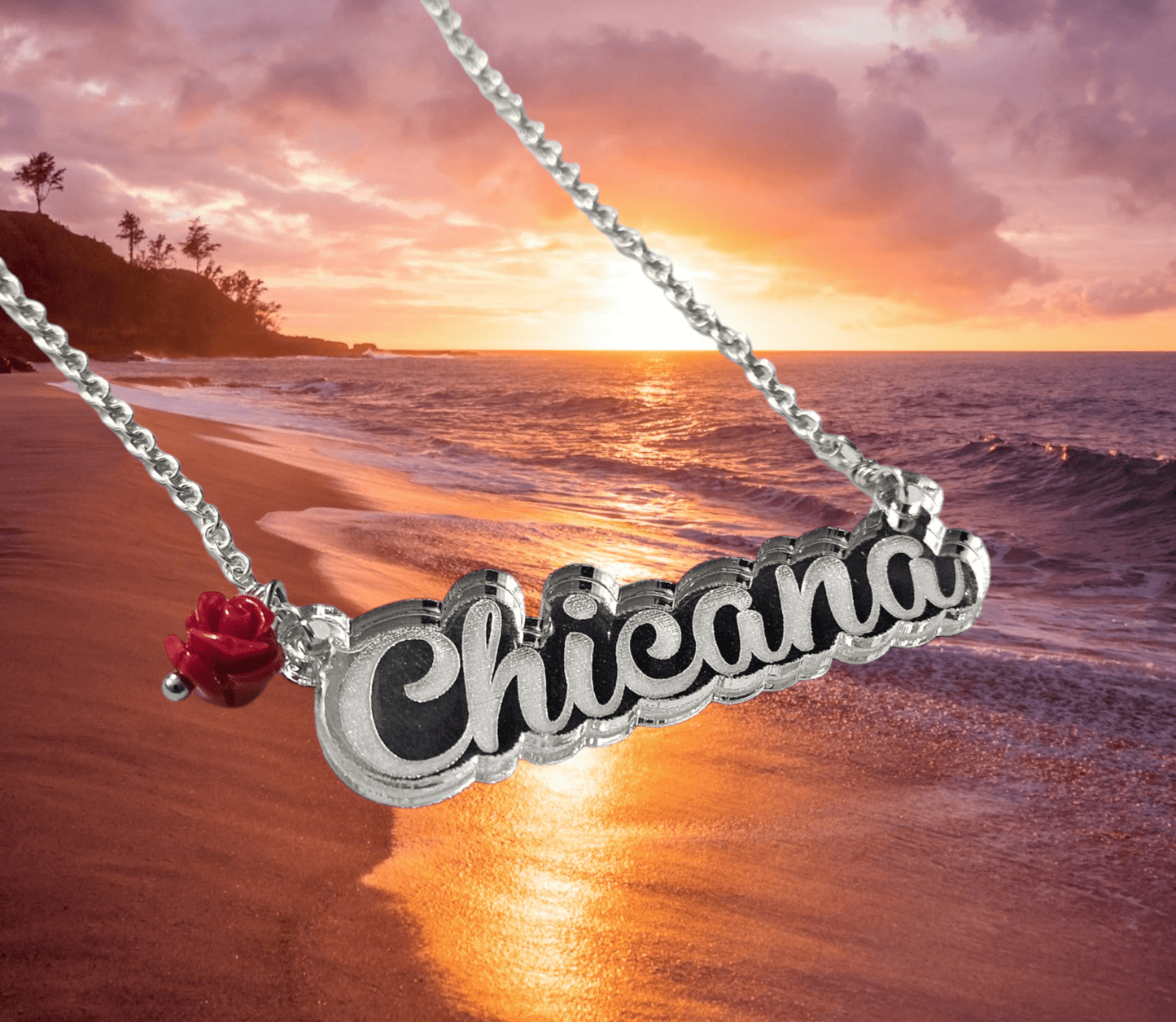 Chicana Silver Nameplate Necklace ilaments Jewelry