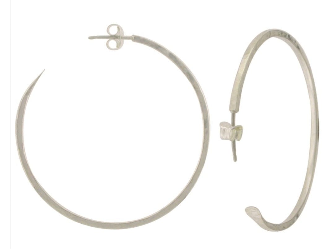 Hammered Sterling Silver Hoop Earrings ilaments Jewelry
