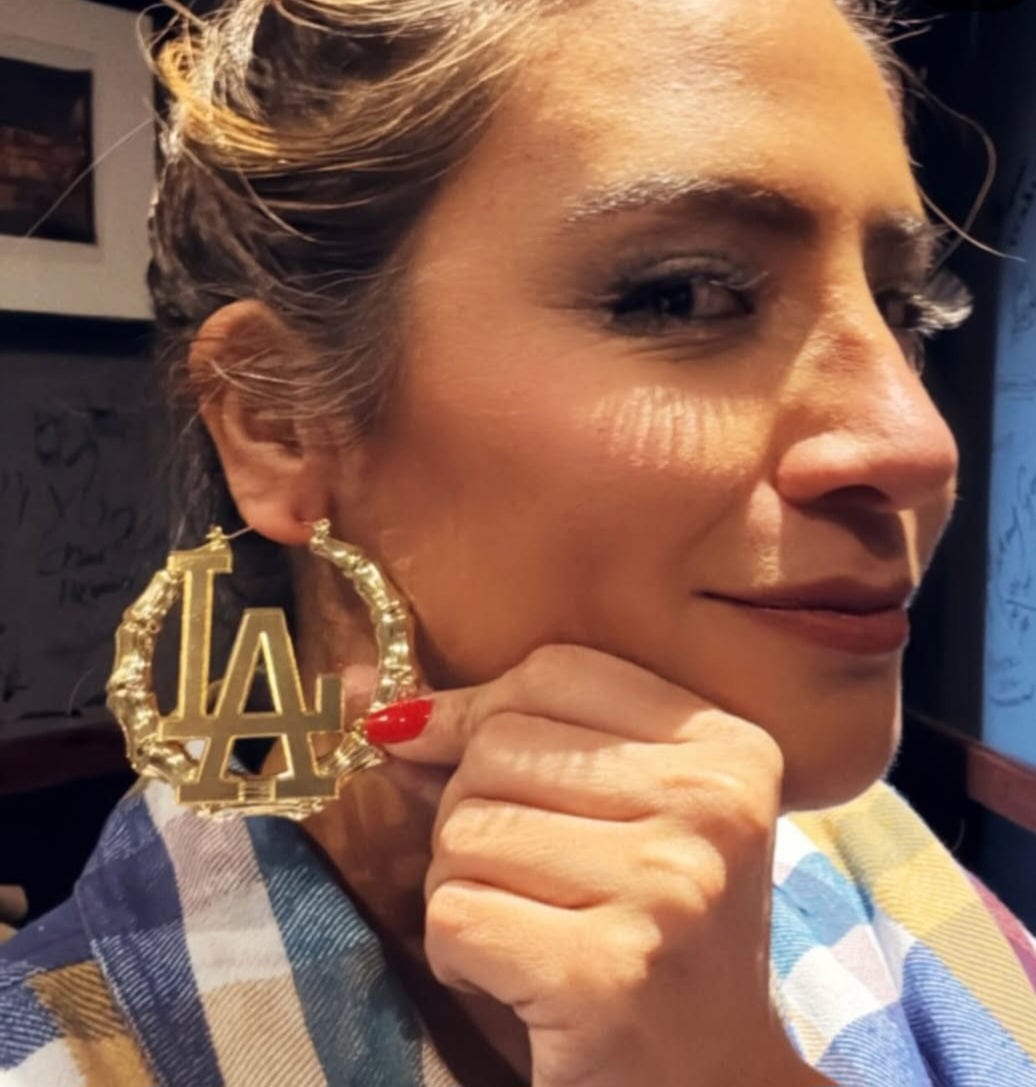 LA Dodger Gold Bamboo Hoop Earrings ilaments Jewelry