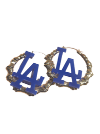 LA Dodger Blue Bamboo Hoop Earrings ilaments Jewelry