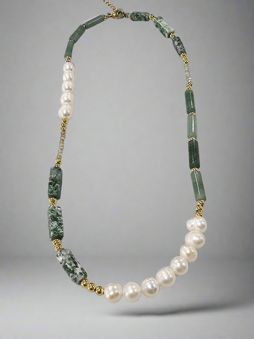 Good Fortune Adventurine Pearl Necklace ilaments Jewelry