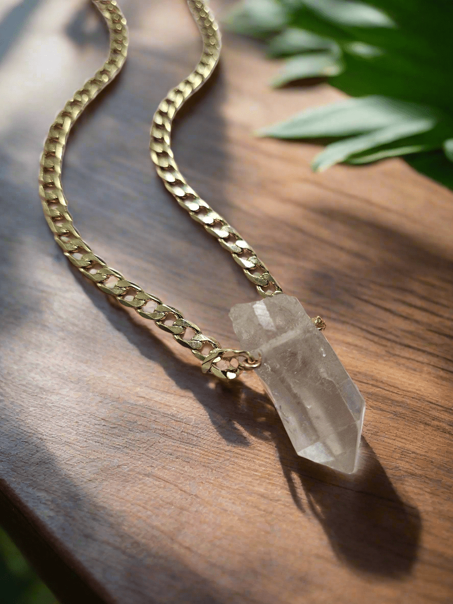 Clear Quartz Cuban Link Necklace ilaments Jewelry