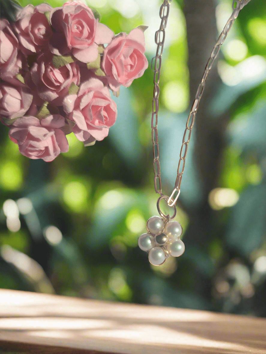 Pearl Flower Paperclip Necklace ilaments Jewelry