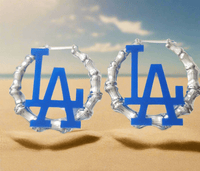 Bleed Blue Dodger Silver Bamboo Hoops ilaments Jewelry