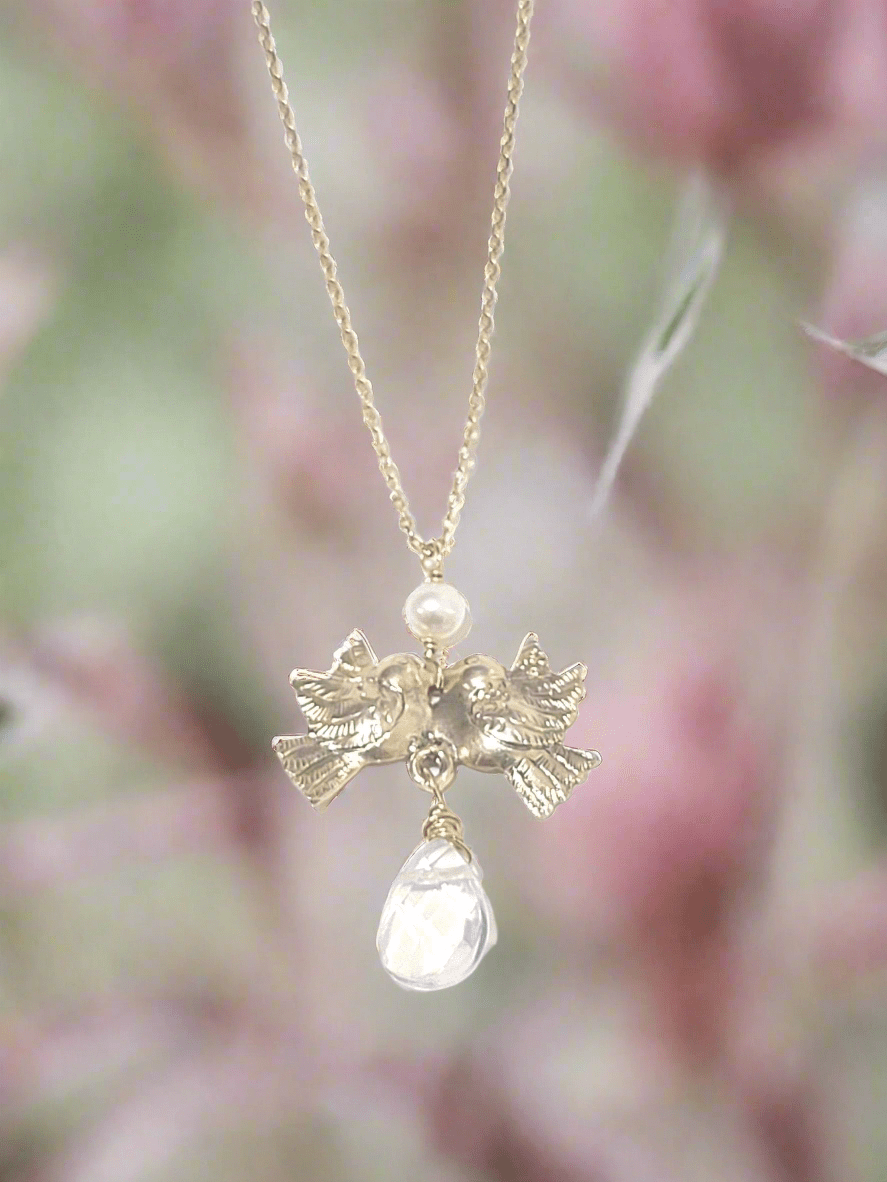 Lovebird Clear Quartz Necklace ilaments Jewelry