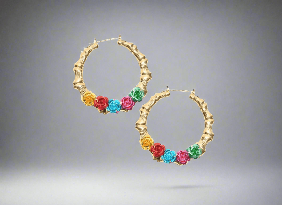 Barrio Modern Bamboo Gold Hoop Earrings 