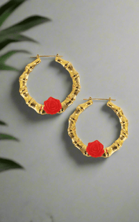 Rose Bamboo Hoop Earrings ilamentsjewelry