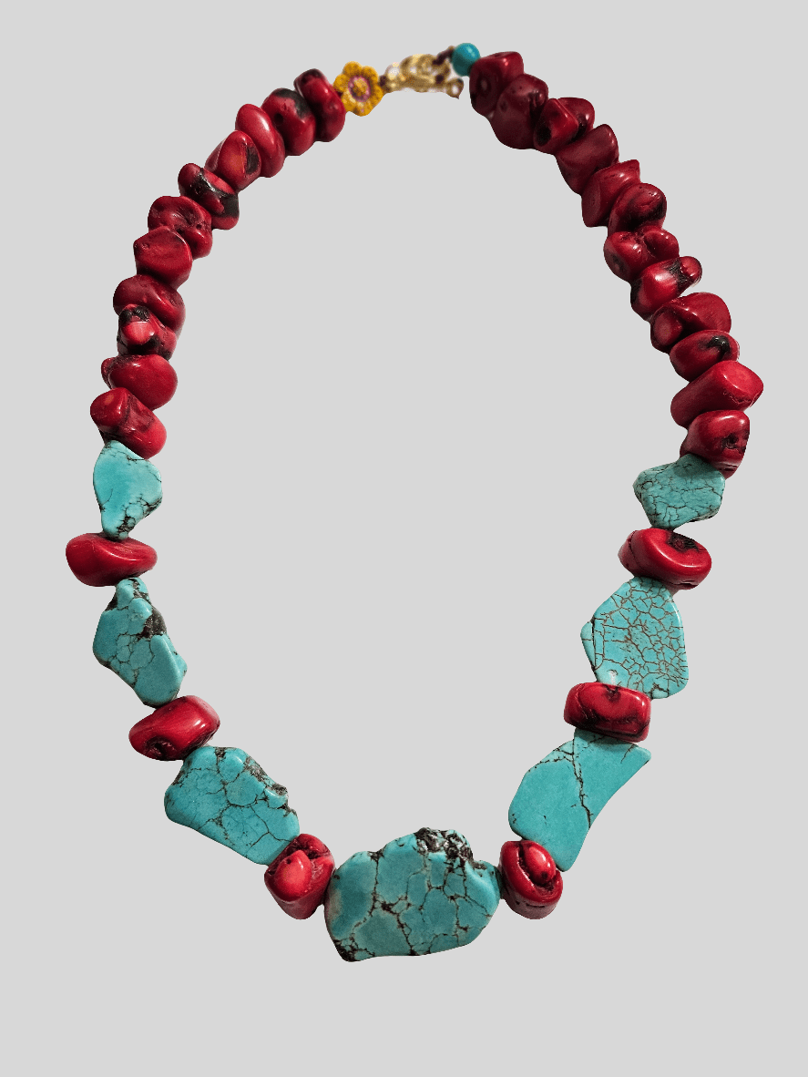 Mexica Turquoise Coral Necklace ilaments Jewelry