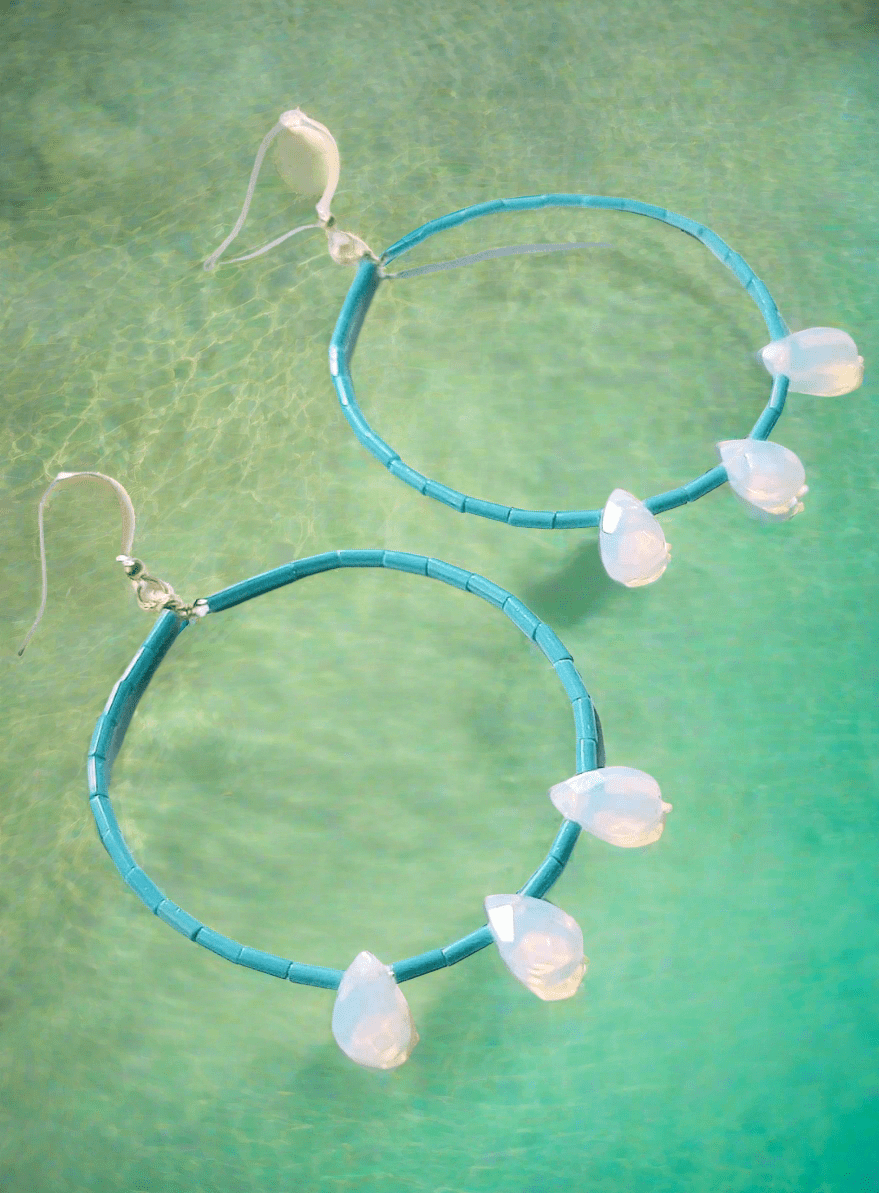Opalite Seed Bead Hoop Earrings ilaments Jewelry