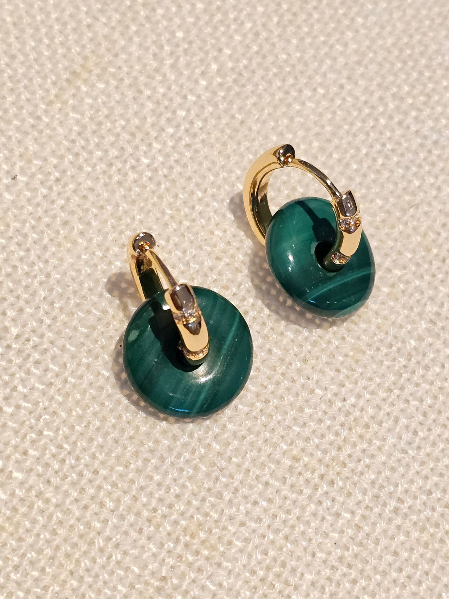 Malachite Disc Cz Hoop Earrings ilaments Jewelry