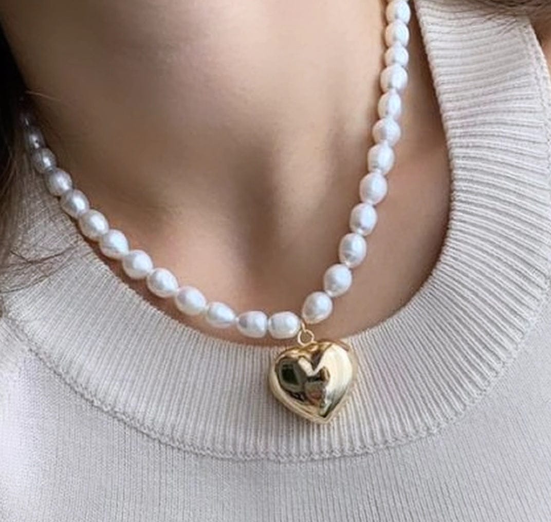 Pearl Gold Heart Necklace ilaments Jewelry