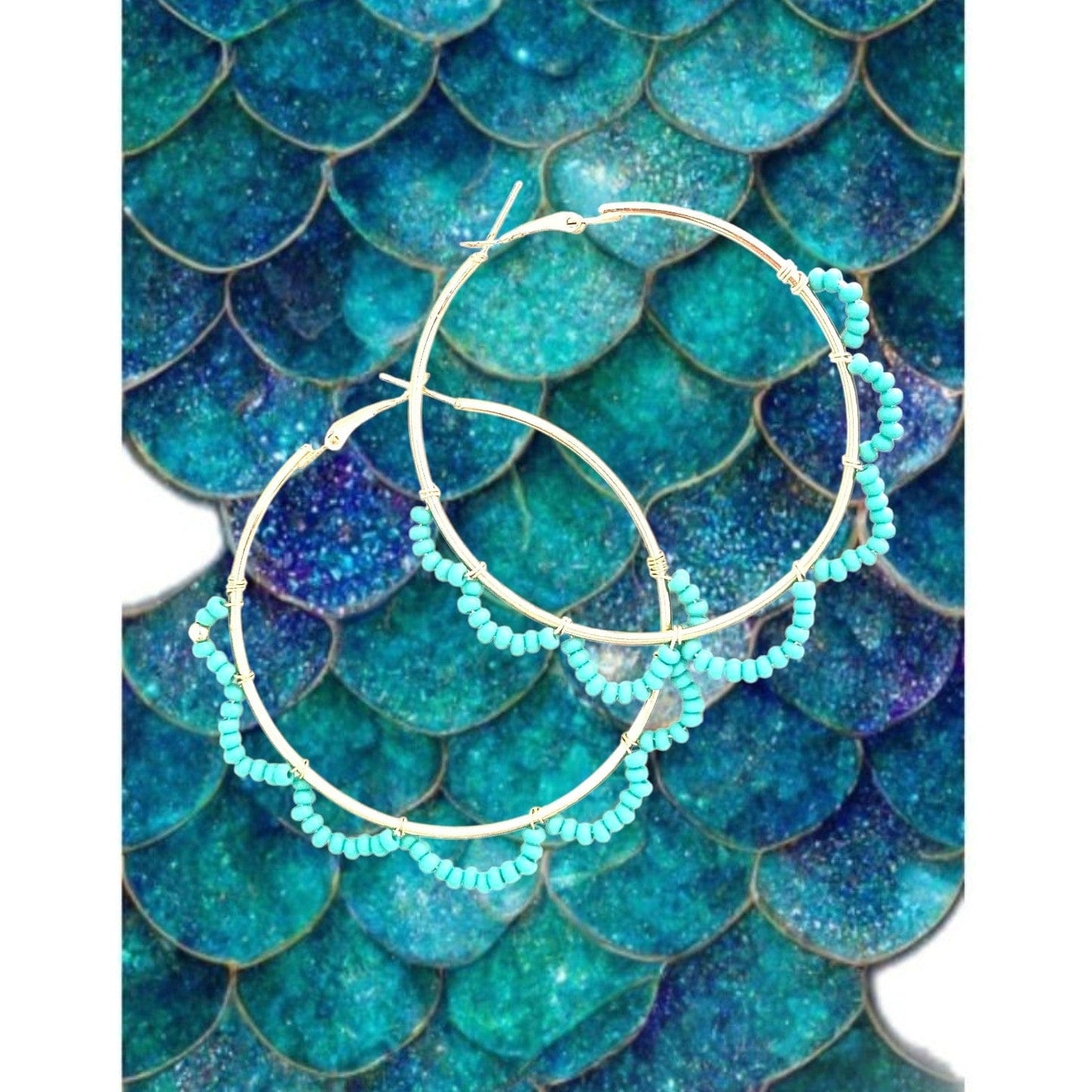 La Sirena Turquoise Seed Bead Hoop Earrings ilaments Jewelry