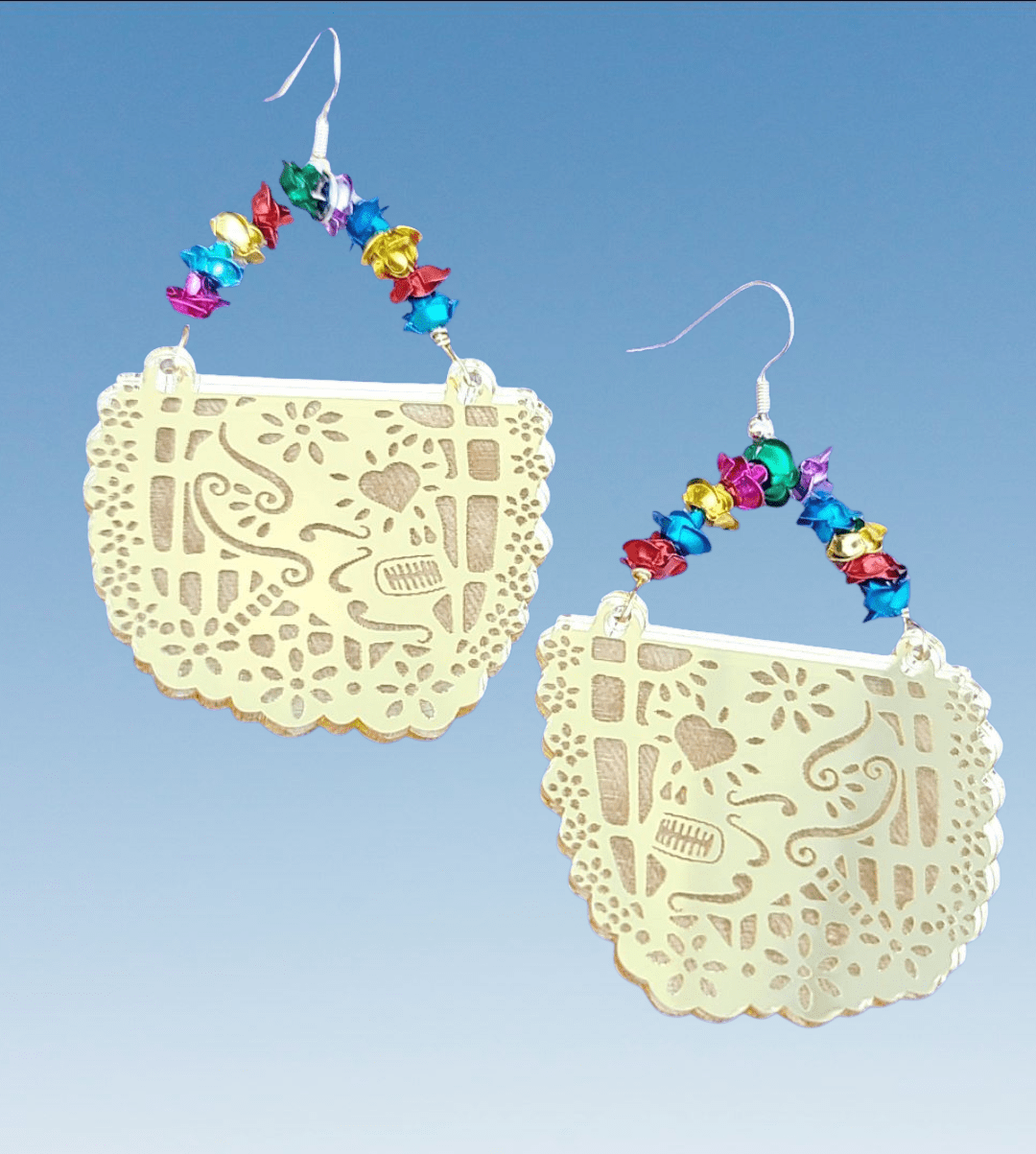 Papel Picado Gold Floral Hoop Earrings ilaments Jewelry