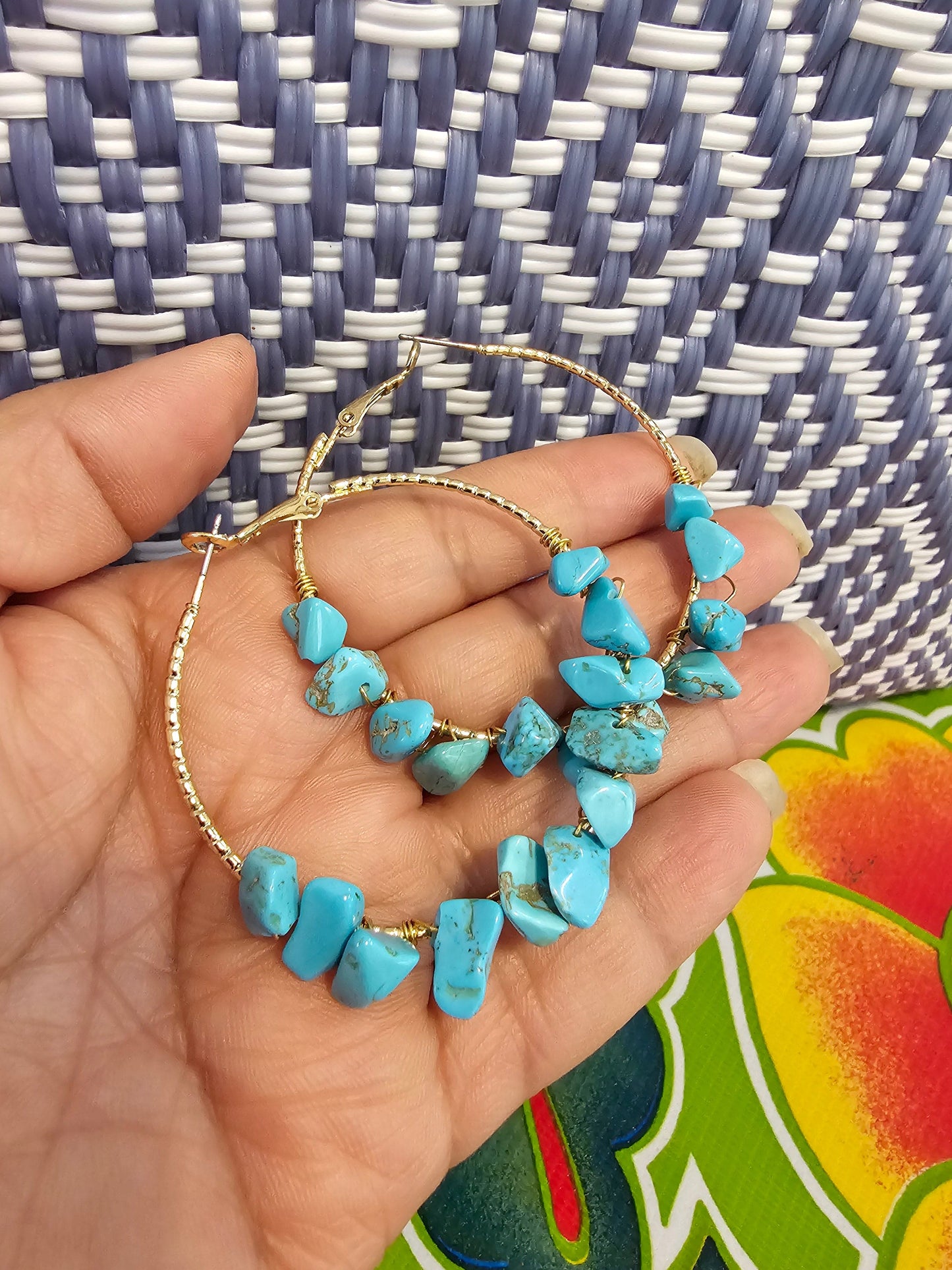 Turquoise Gemstone Hoop Earings ilamentsjewelry