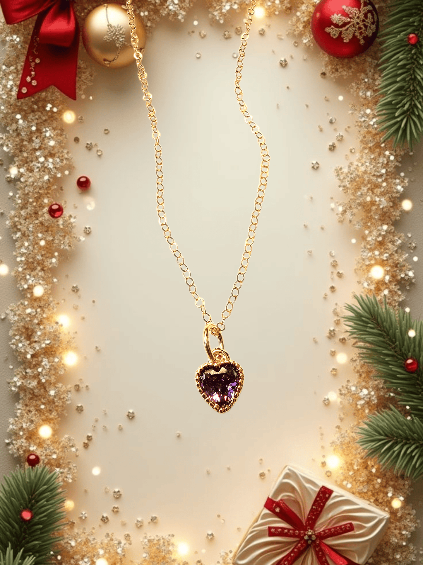 Aquarius Cz Amethyst Heart Necklace ilaments Jewelry