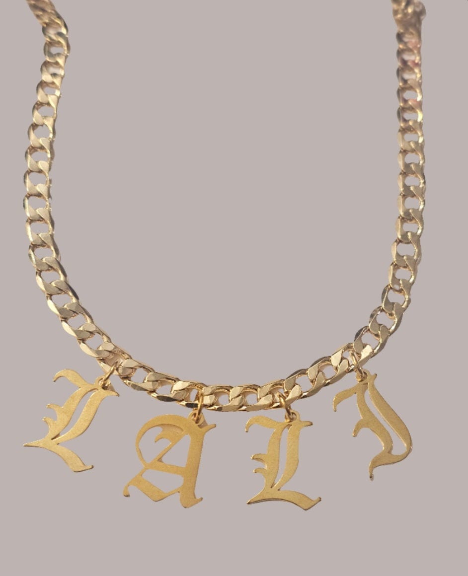 Old English Name Cuban Chain ilaments Jewelry