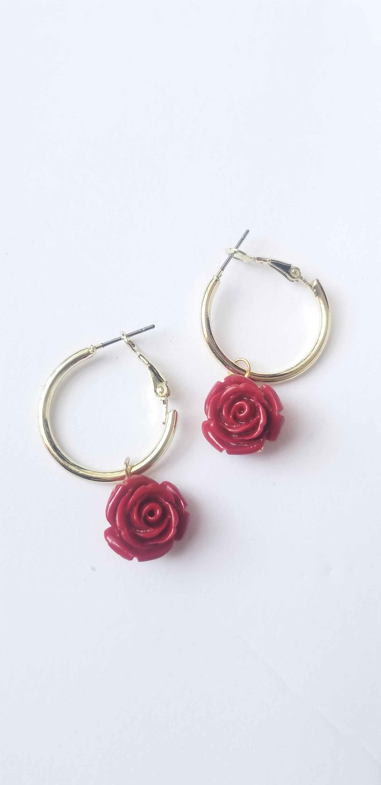 Rose Huggie Gold Hoop Earrings ilamentsjewelry