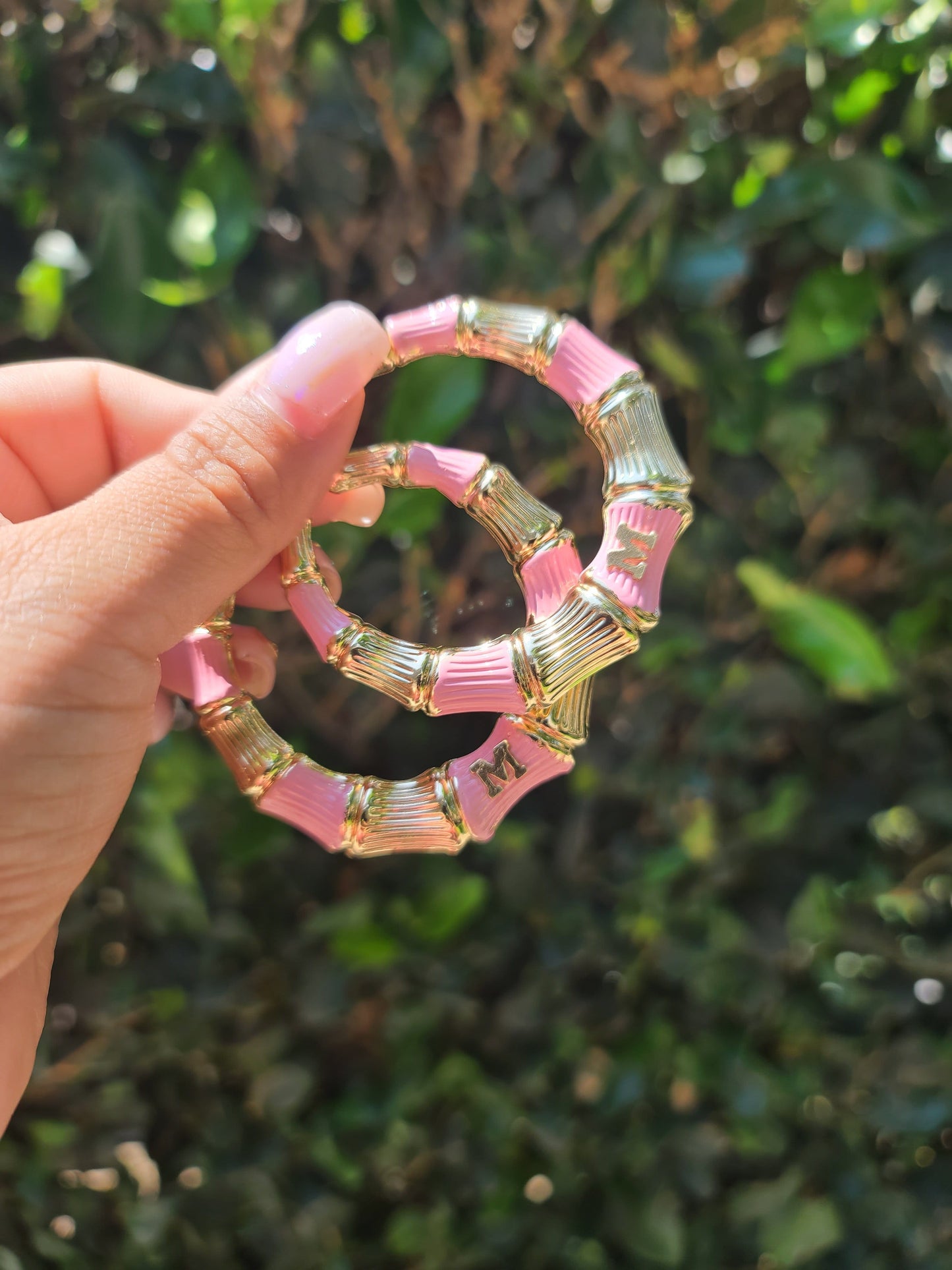 Chola Boss Initial Bamboo Hoop Earrings ilaments Jewelry