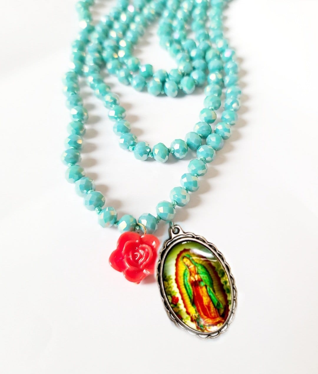 Virgen de Guadalupe Crystal Wrap Necklace ilaments Jewelry