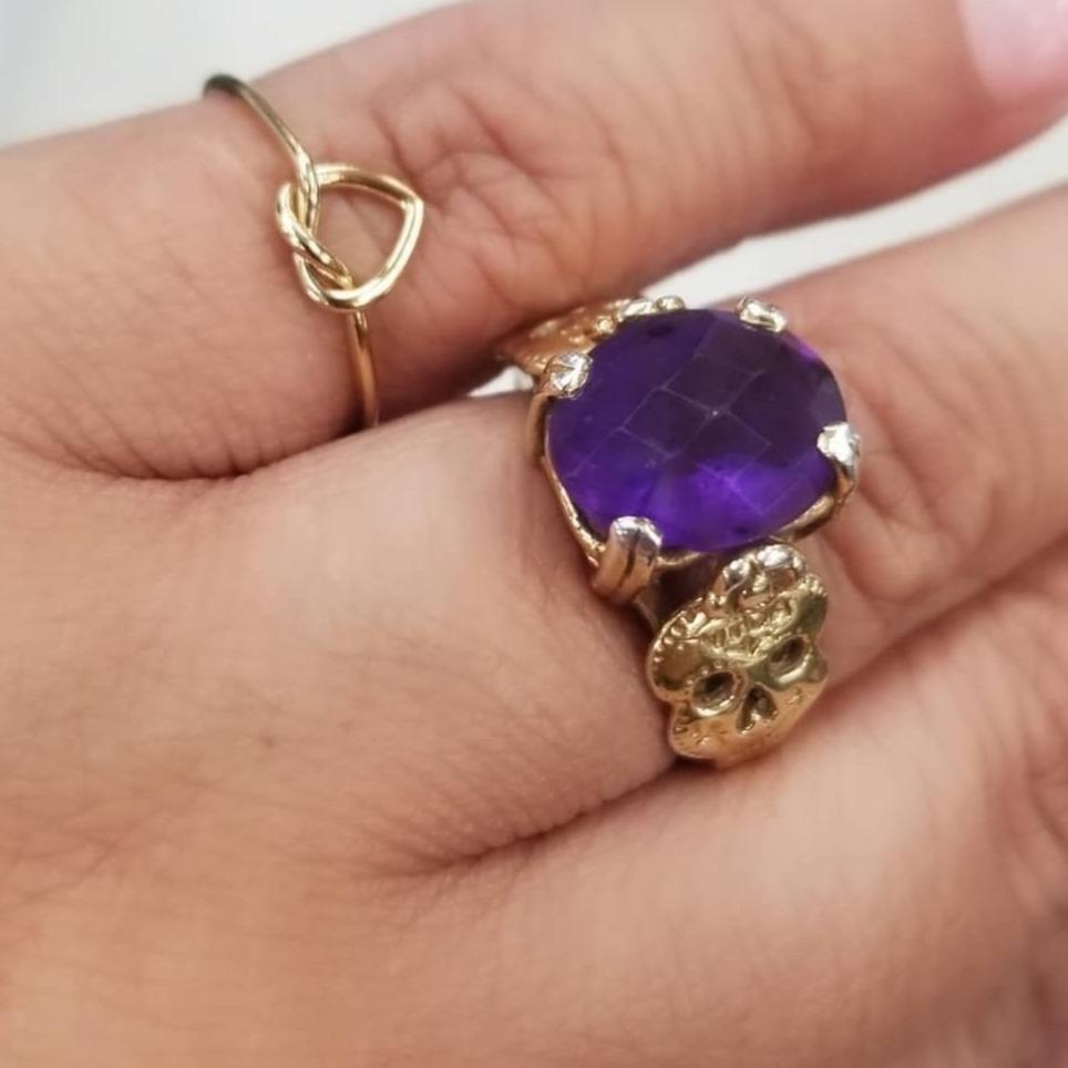 Sugar Skull Amethyst Ring ilaments Jewelry