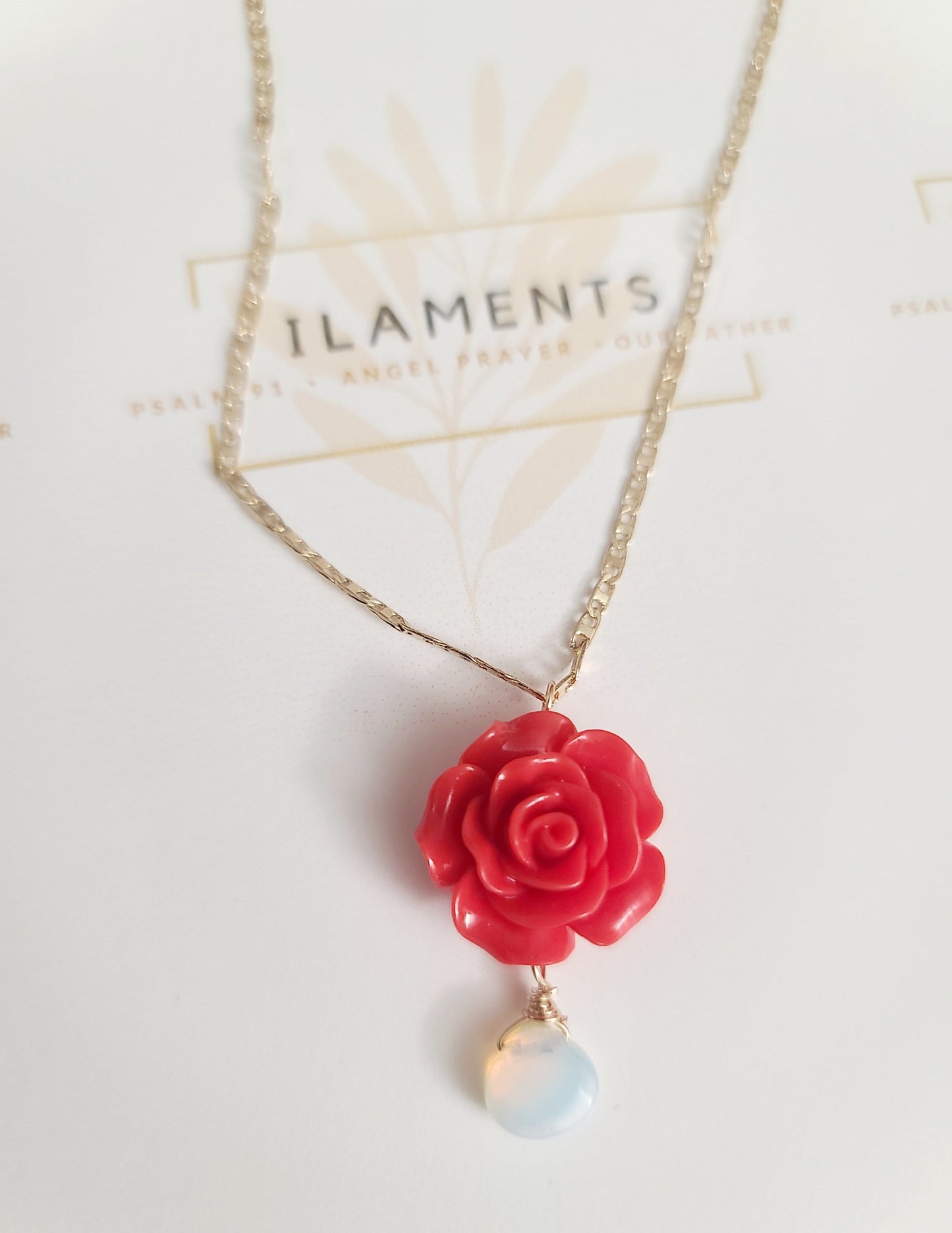 Opalite Rose Necklace ilaments Jewelry