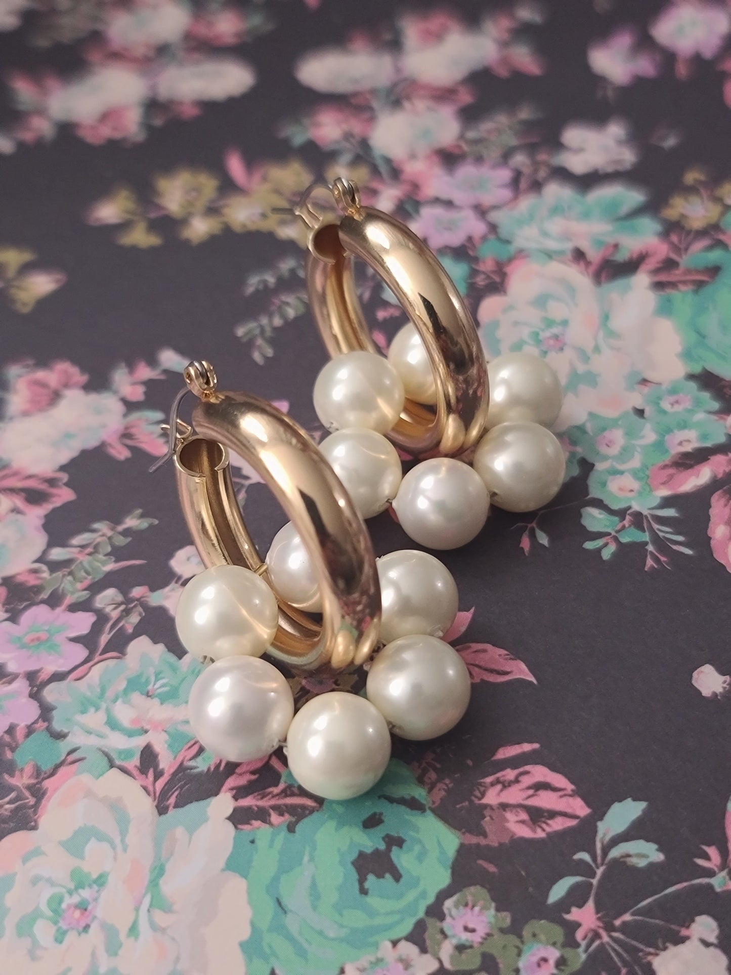 Pearl Huggie Hoop Earrings ilaments Jewelry