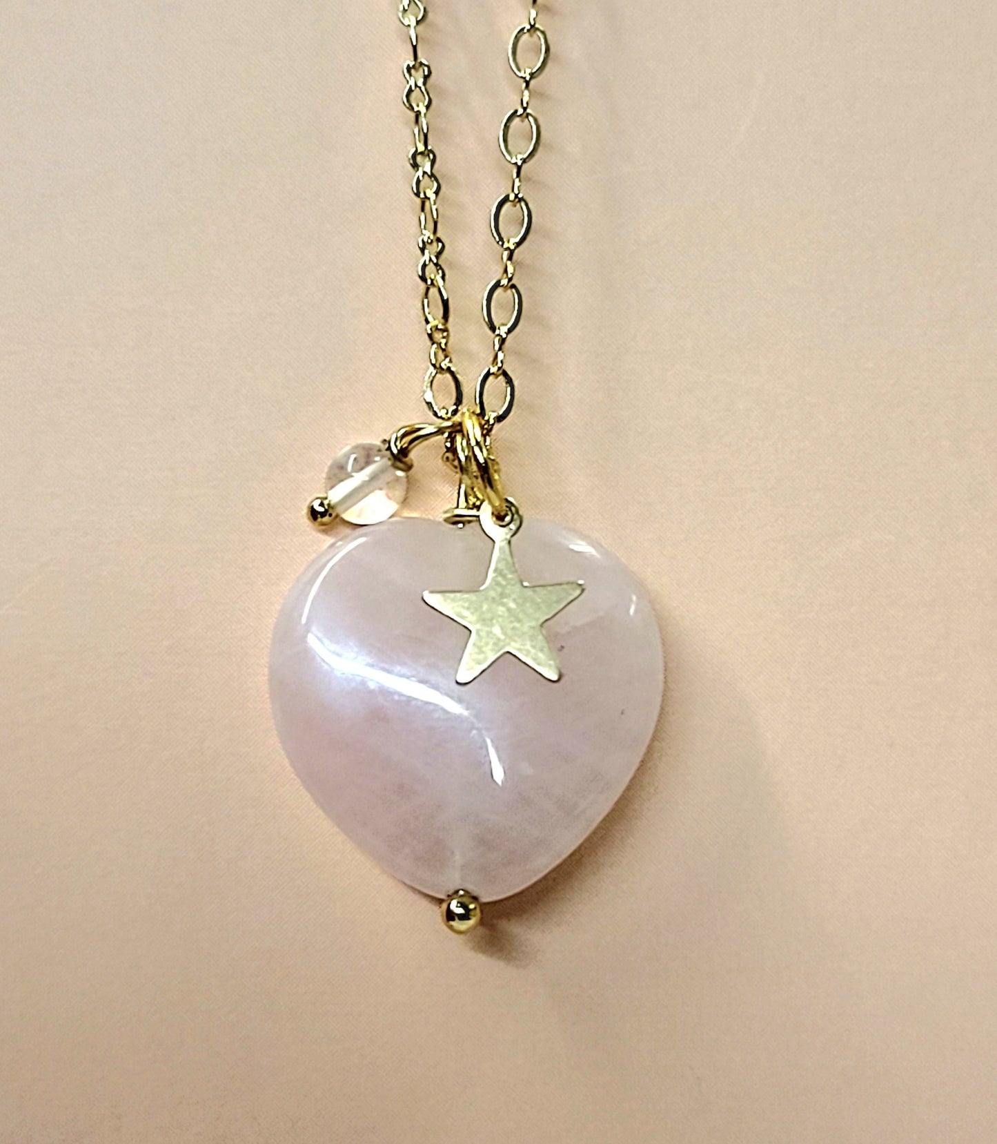 Rose Quartz Heart Charm Necklace ilaments Jewelry
