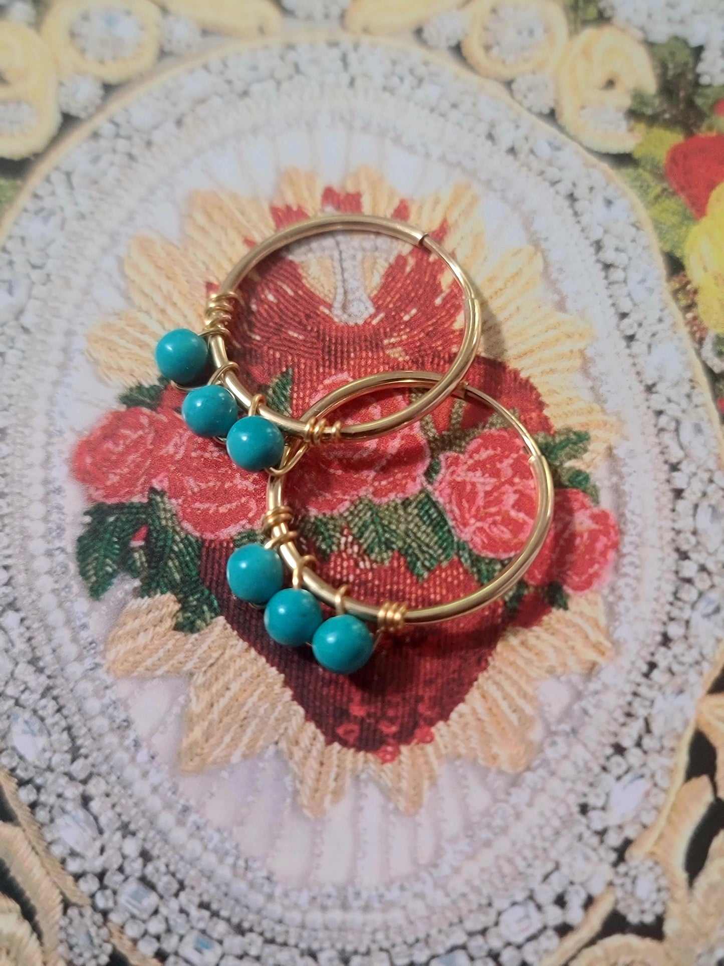 Turquoise 14kt Gold Fill Hoop Earrings ilaments Jewelry