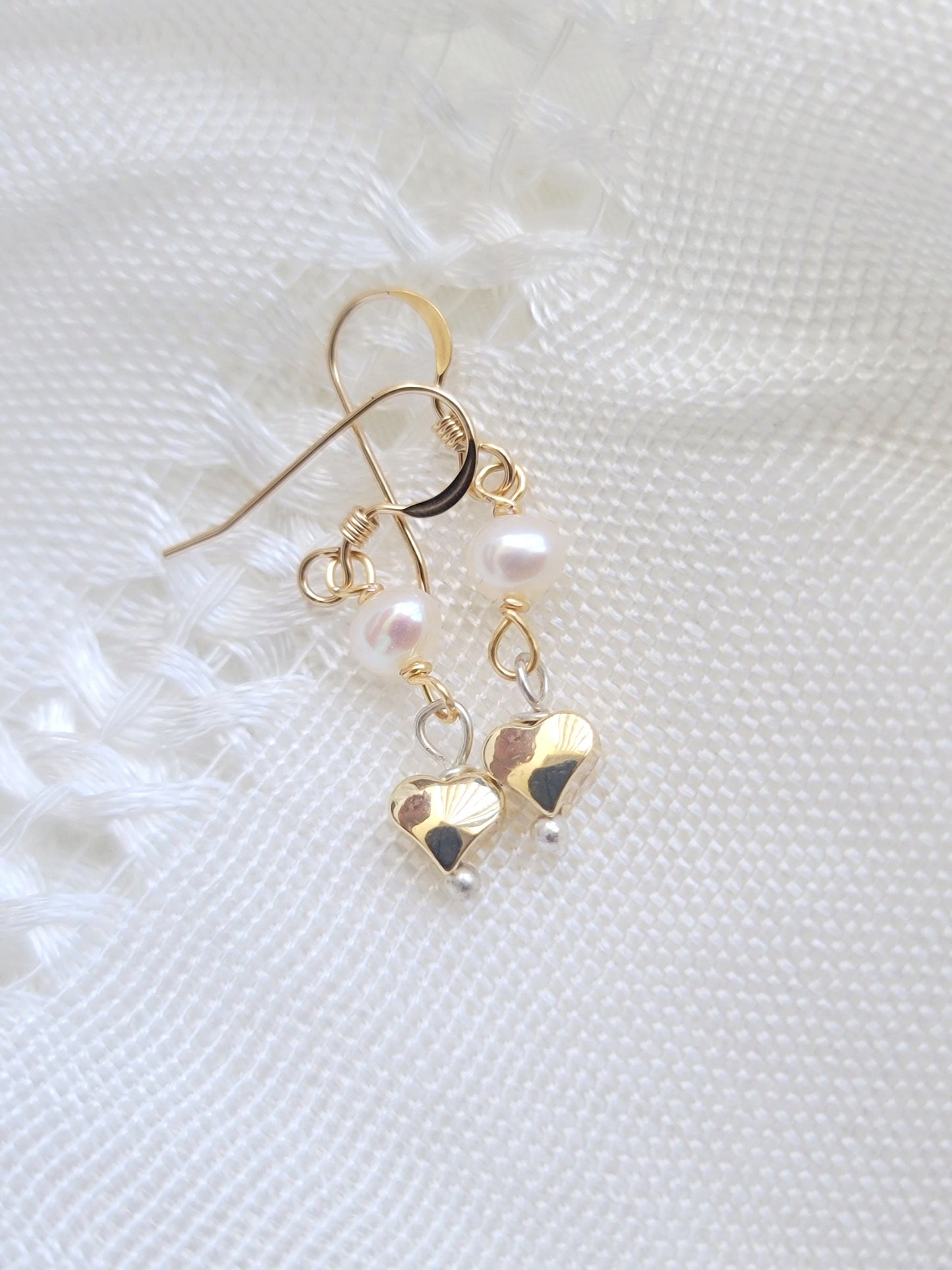 Pearl Heart Dangle Earrings ilaments Jewelry