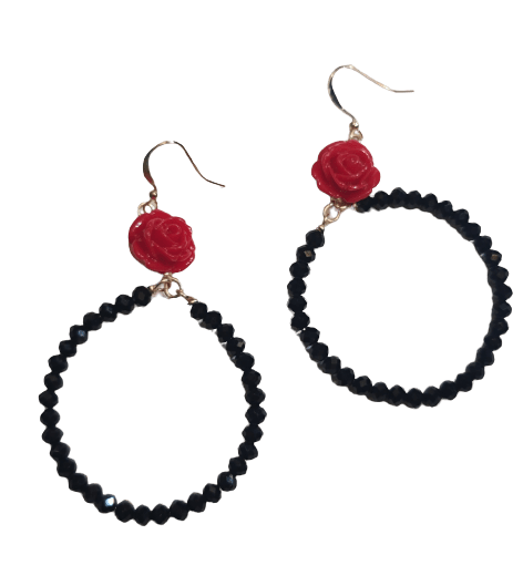Rosa Black Crystal Hoop Earrings ilaments Jewelry