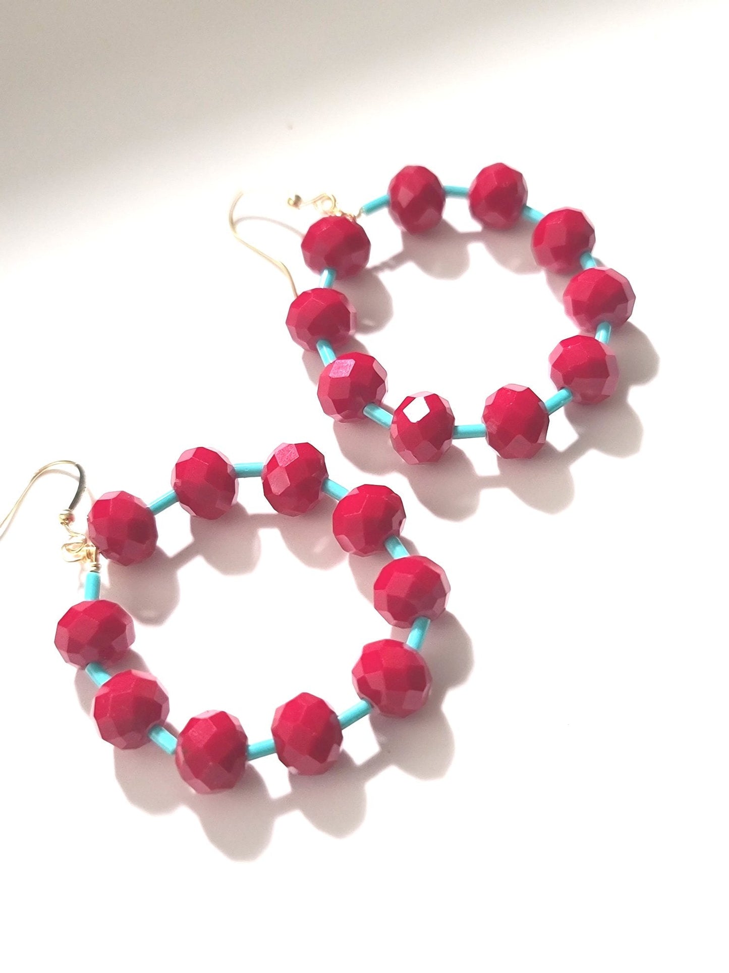 Red Crystal Seed Bead Hoop Earrings ilaments Jewelry