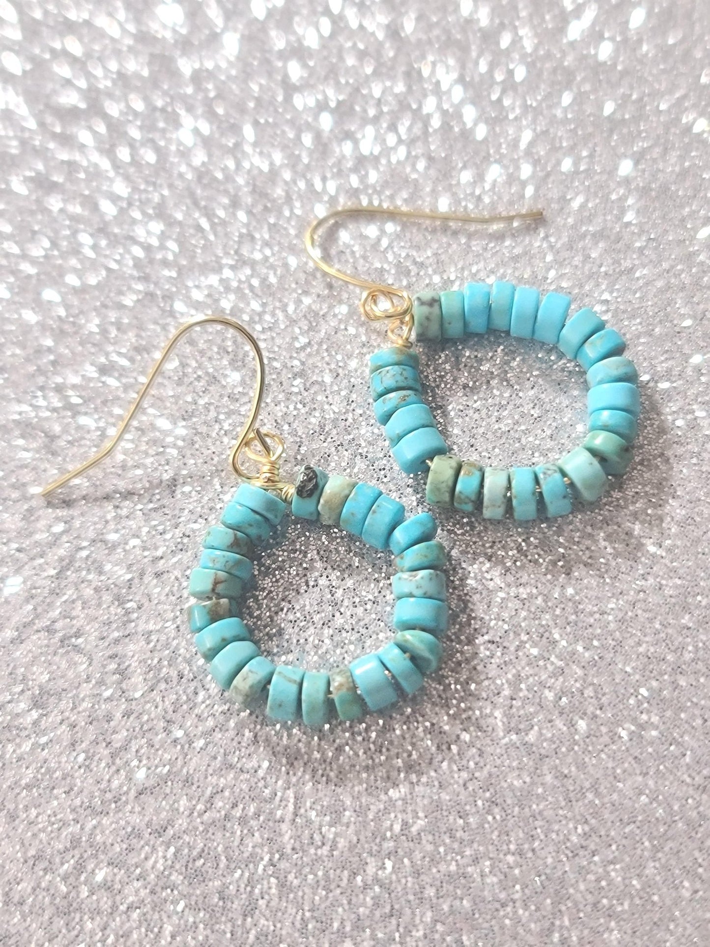 Turquoise Rondel Hoop Earrings ilaments Jewelry