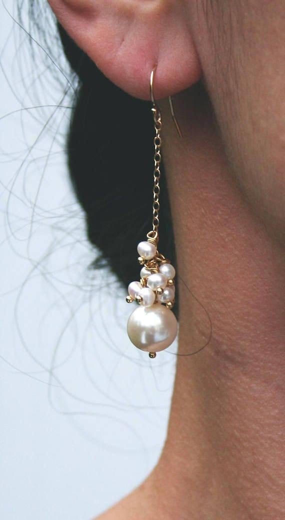 Pearl drop earrings ilaments Jewelry