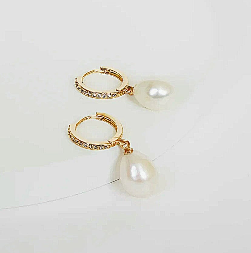Pearl Cz Mini Hoop Earrings ilaments Jewelry