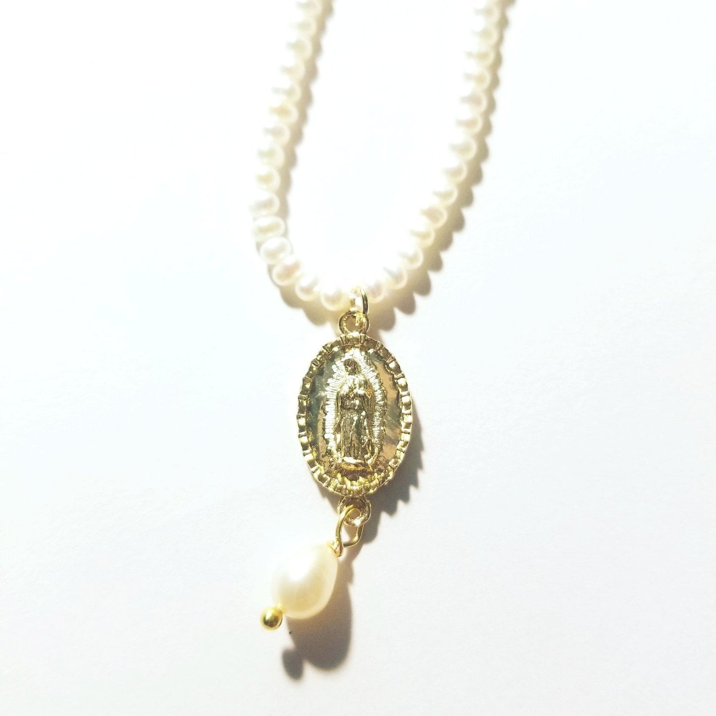 Virgen de Guadalupe Pearl Necklace ilamentsjewelry