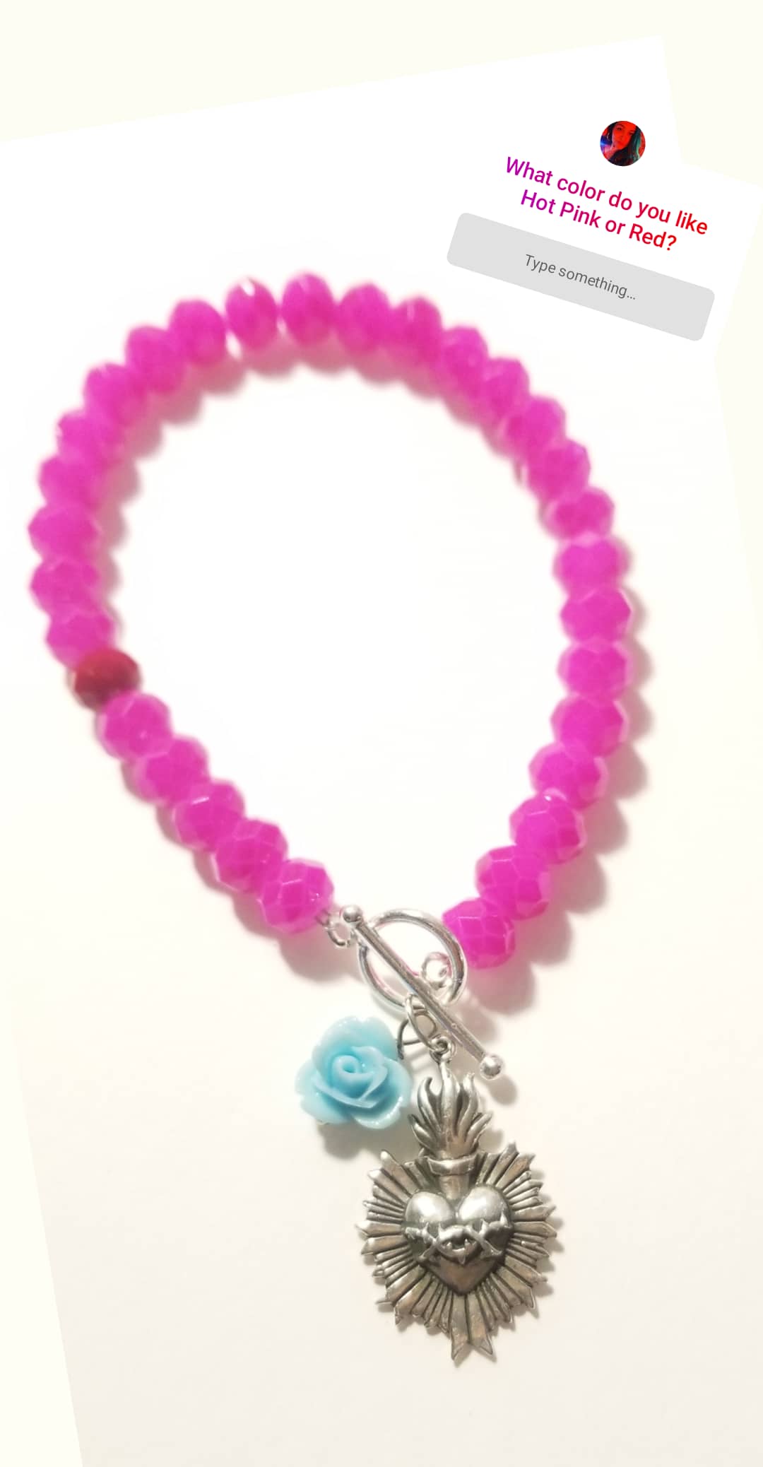Sacred Heart Pink Crystal Bracelet ilamentsjewelry