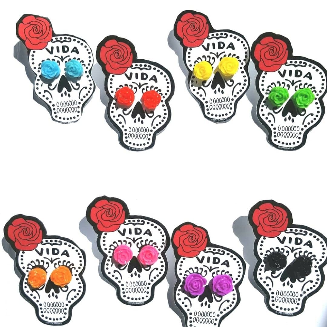 Sugar Skull Flower Post Earrings ilamentsjewelry