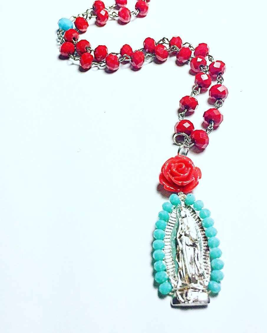 Virgen de Guadalupe Crystal Rosary Necklace ilamentsjewelry