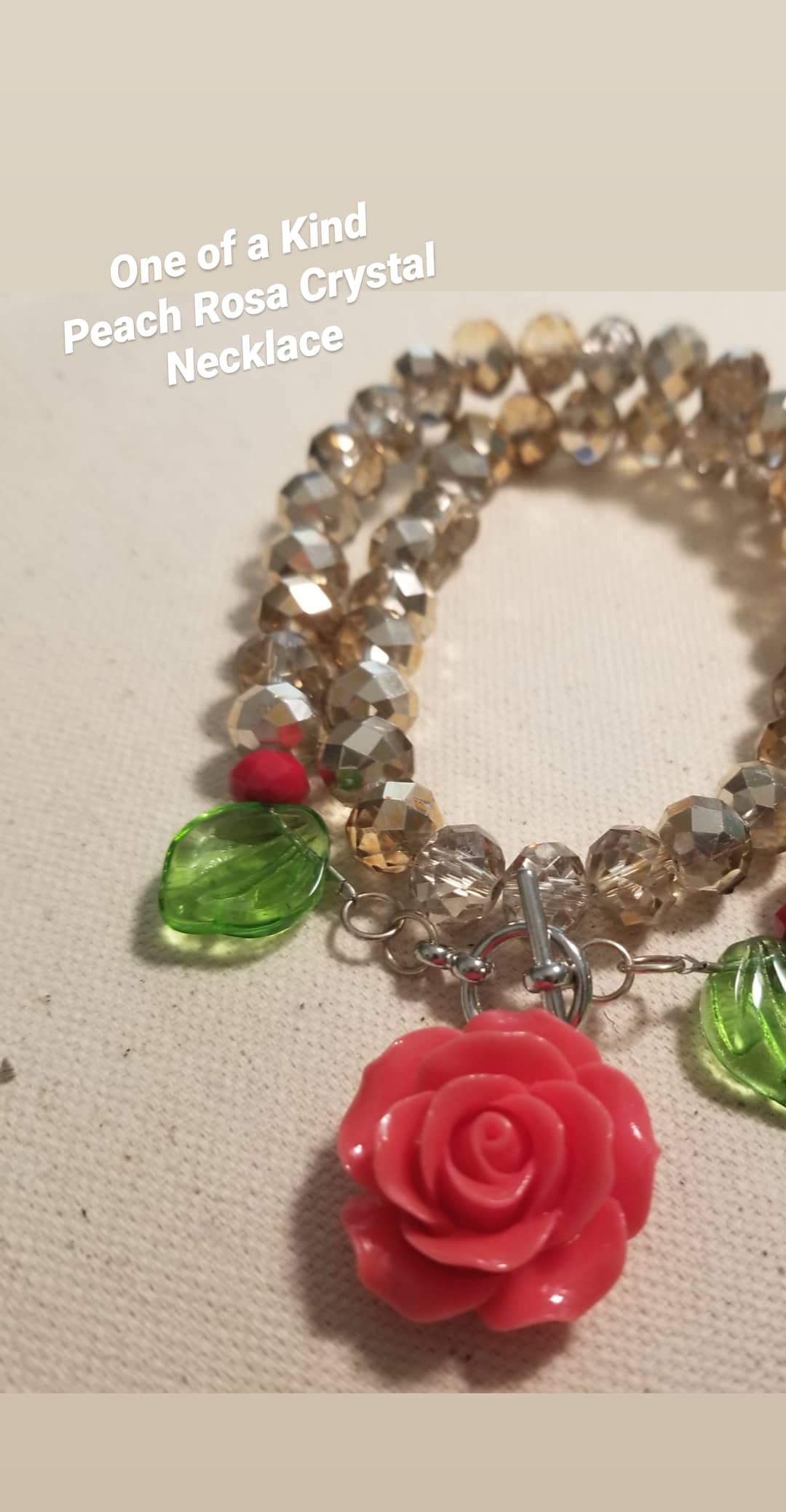 Peach Rose Crystal Necklace ilaments Jewelry