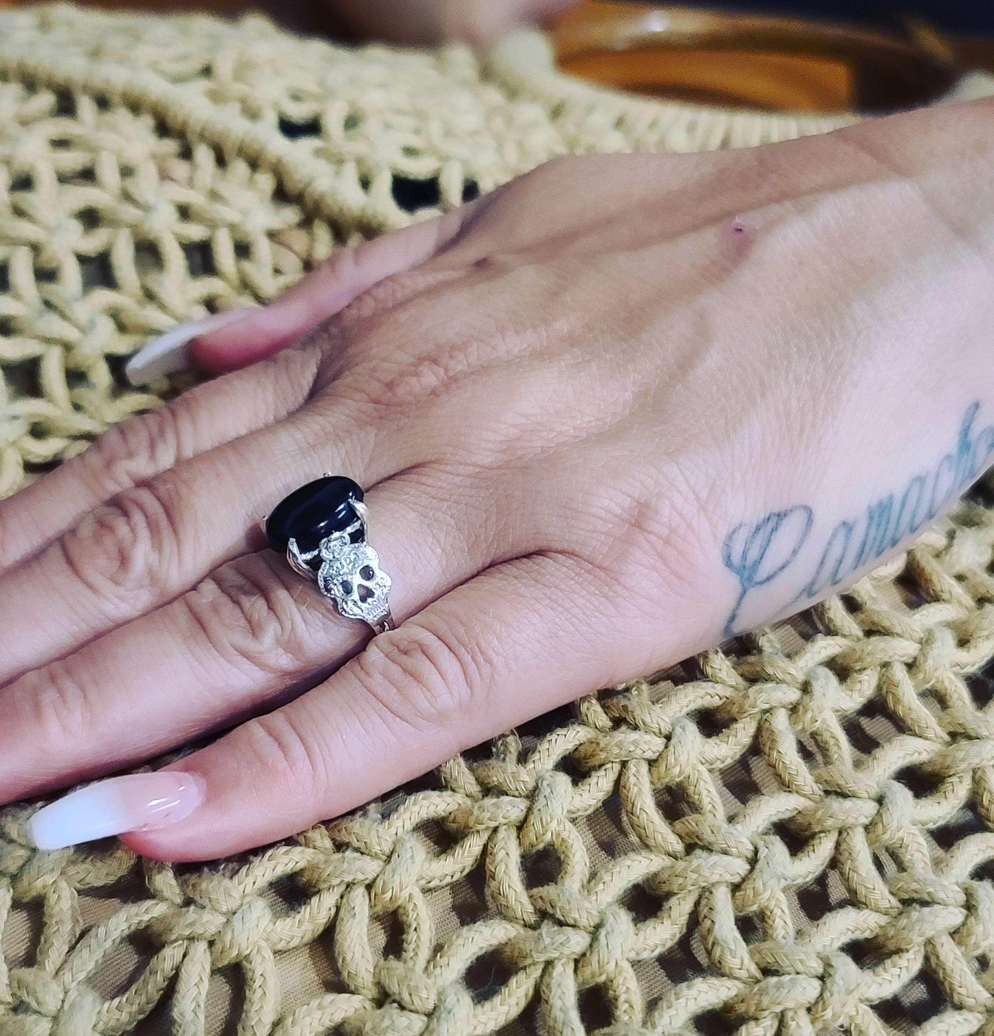 Onyx Sugar Skull Ring ilaments Jewelry