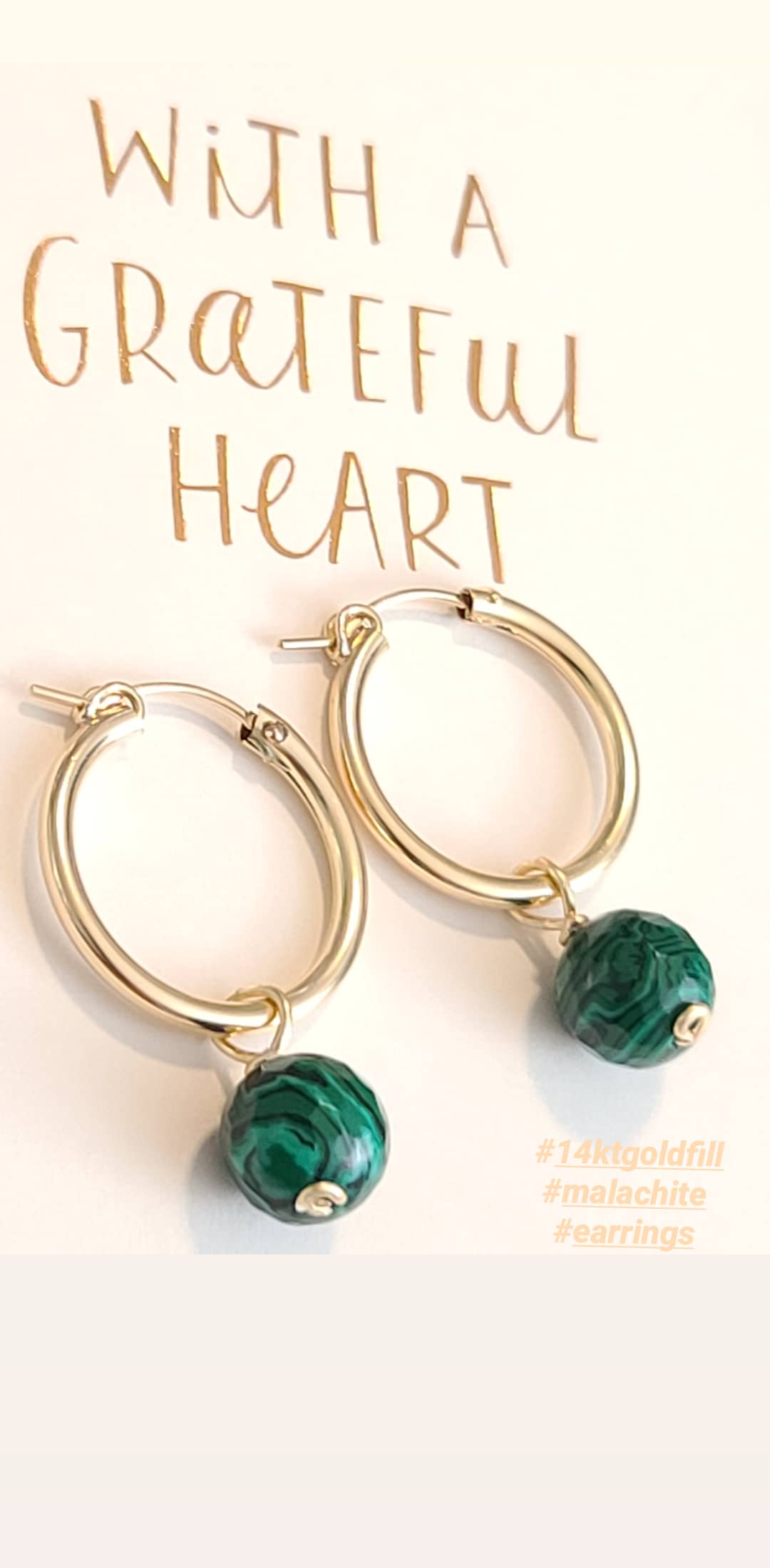 Malachite 14kt Gold Fill Hoop Earrings ilaments Jewelry