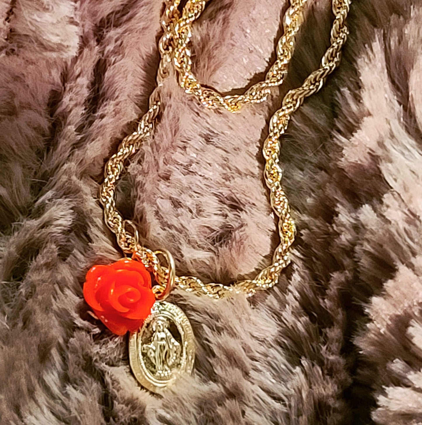 Virgen de Guadalupe Rope Chain Necklace ilaments Jewelry