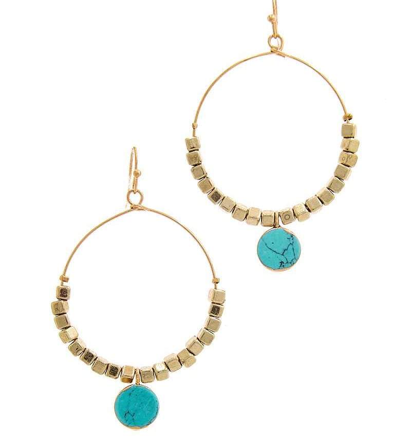 Turquoise Gold Bead Hoops ilaments Jewelry