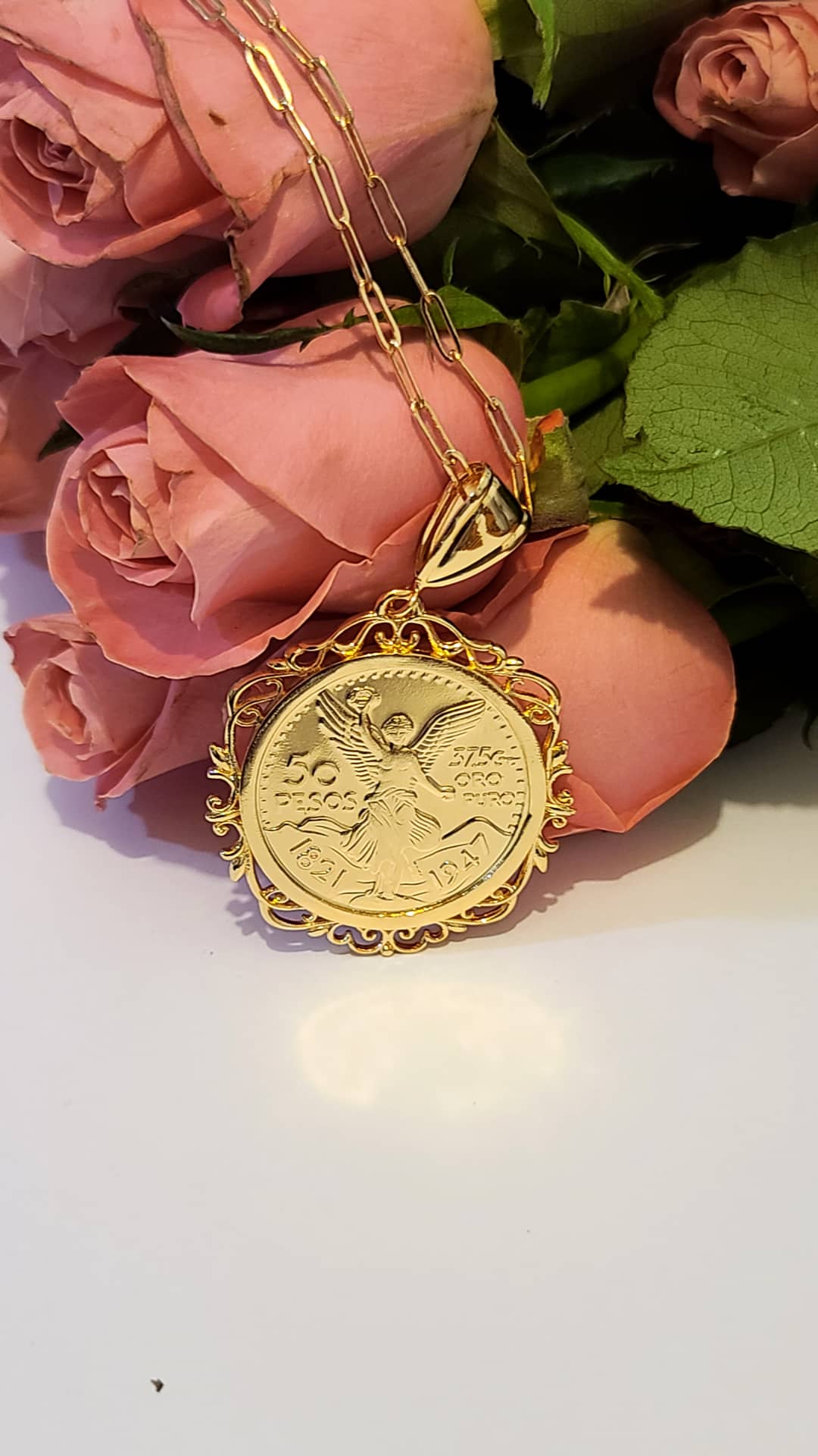 Mexican Gold Coin Necklace ilaments Jewelry