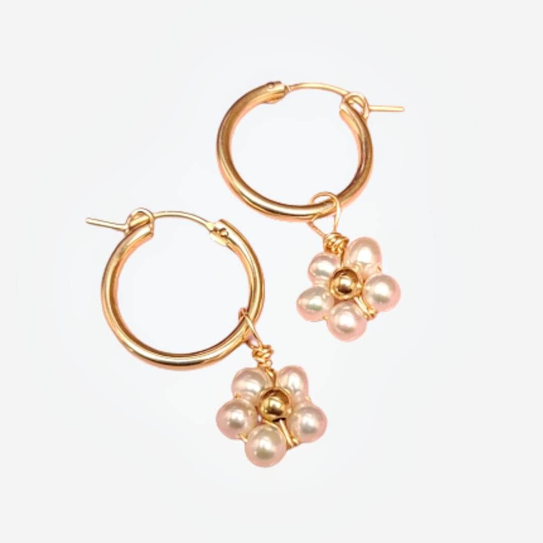 Flower Gemstone Hoop Earrings ilaments Jewelry