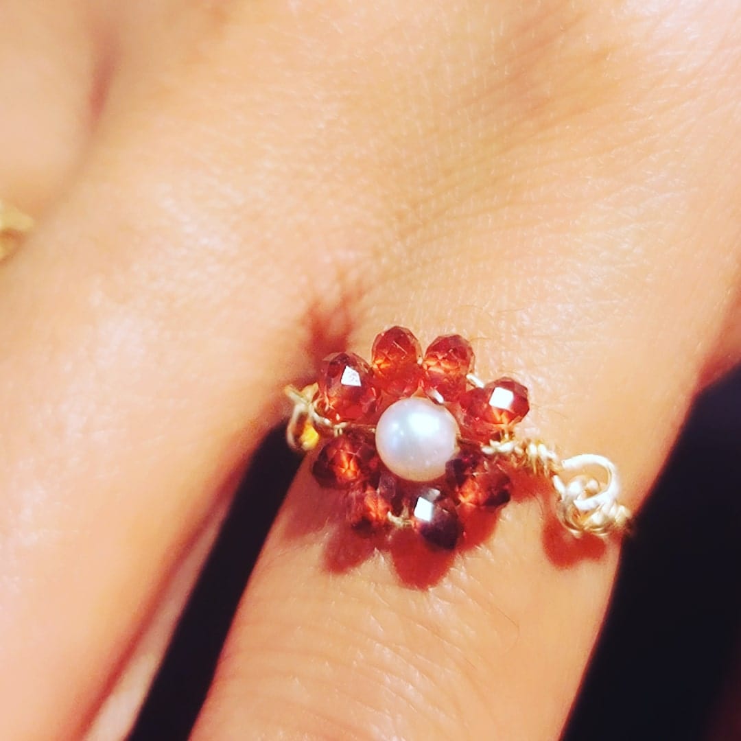 Garnet Pearl Ring ilaments Jewelry