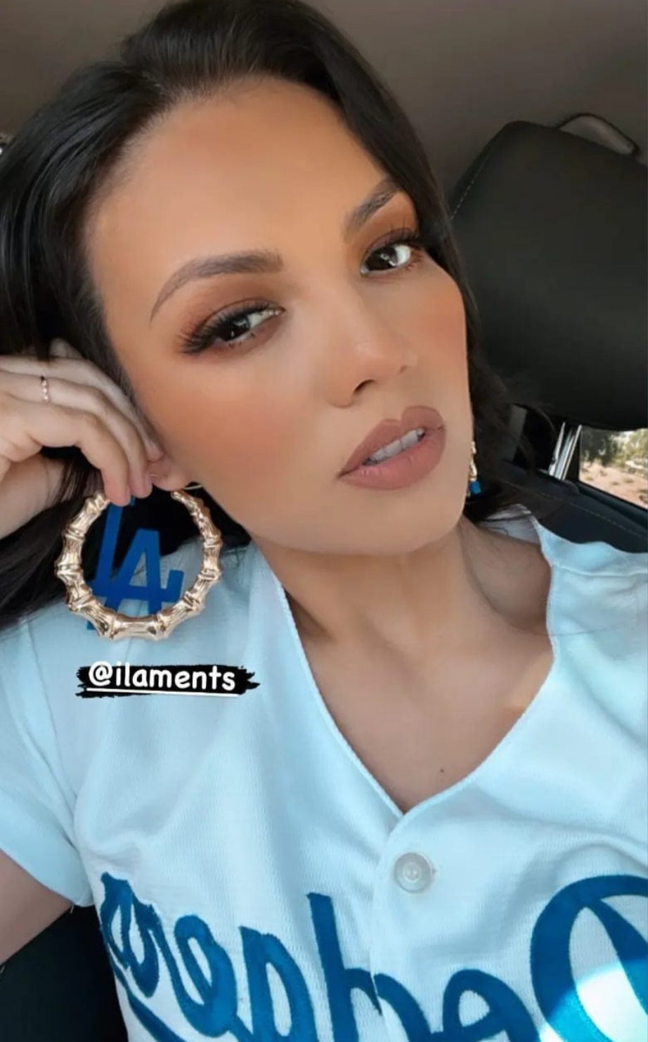 LA Dodger Blue Bamboo Hoop Earrings ilaments Jewelry