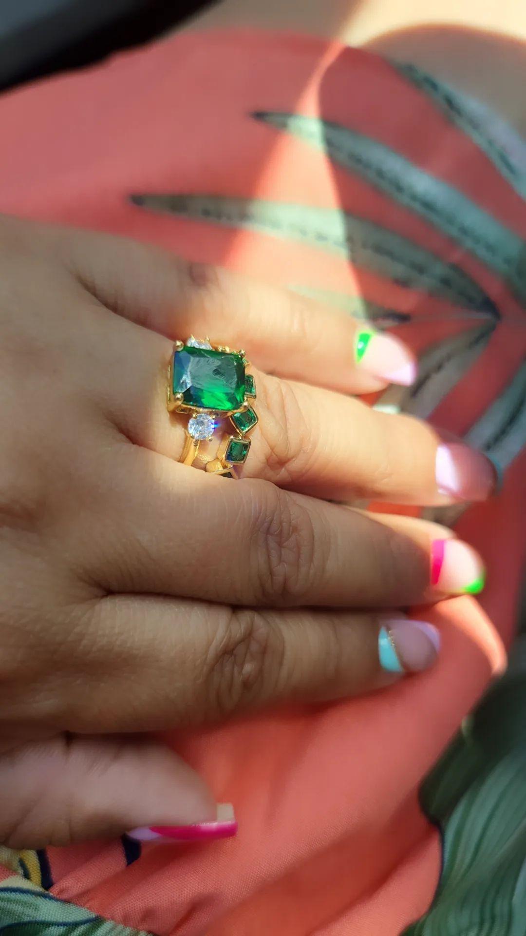 Emerald Crystal Ring Stack ilaments Jewelry