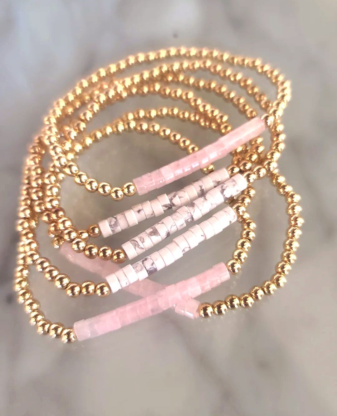 Howlite Gold Bead Bracelet ilaments Jewelry